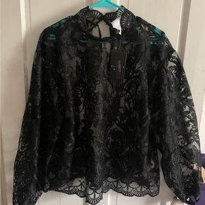 Eloquii Black Lace Top (18)